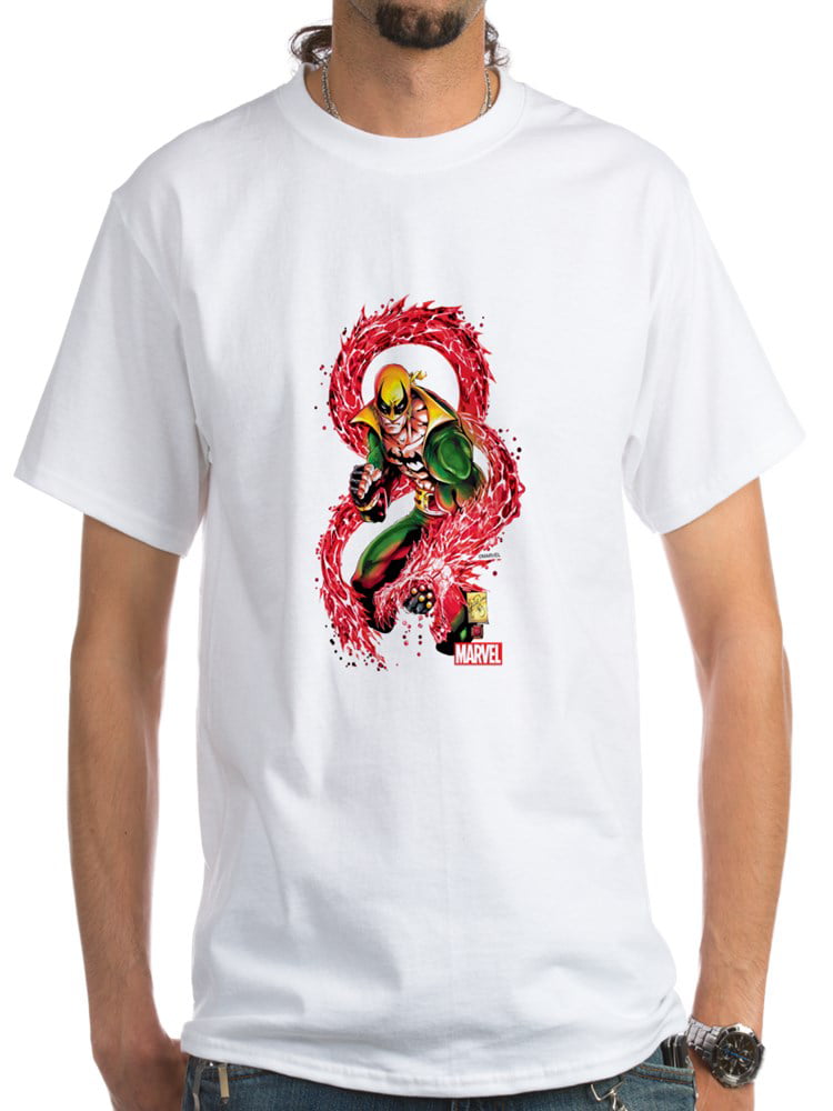 white shirt with red dragon