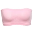 thumbnail image 2 of harmtty Women Solid Color Stretch Seamless Strapless Anti-slip Tube Top Bra Underwear,Pink,, 2 of 8