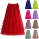 thumbnail image 2 of Gibobby faldas largas de mujer casuales de malla Color sólido cuatro estaciones falda hinchada falda larga(Rojo, M), 2 of 4