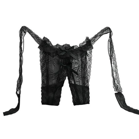 Xiaoxatg Sexy Panties for Women Sexy Lace Crotchless No Wear Underwear For Women Low Waist Seamless Transparent Hot Strappy Mesh Thong T Pants Silk Thong plus Size