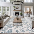 thumbnail image 4 of Farmhouse Flower Large Area Rugs for Bedroom Living Room, Soft Non Slip Carpet Bedside Rug, Botanical Vintage Light Blue Leaf Rectangular Floor Cover Kitchen Accent Rug 8'x10' for Dining Room/Office, 4 of 9