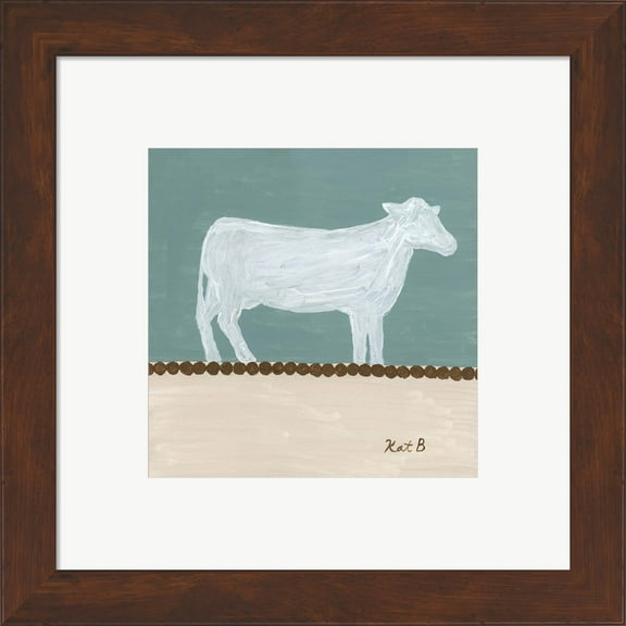 Great Art Now Out to Pasture V White Cow by Kathleen Bryan, Framed Wall Art, 14.75W x 14.75H
