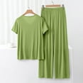 thumbnail image 2 of Lounge Sets for Women Short Sleeve Round Neck Of Autumn Thin Of Solid Color Pajamas Casual Large Size Two Piece PJ Sets for Women, 2 of 5