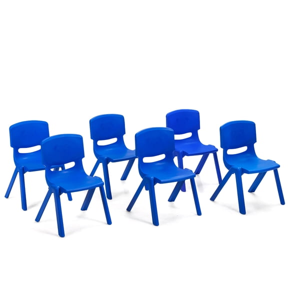 Patiojoy 6-Piece Plastic Kids Chair Modern Stackable Learning Chairs Blue