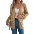 thumbnail image 2 of Crochet Cardigan for Women Long Sleeve Open Front Knit Oversized Cardigan Sweaters Khaki L, 2 of 9