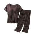 thumbnail image 2 of WCJM Women's Pajama Set Short Sleeve Shirt and Capri Pants Sleepwear Pjs Sets with Pockets Summer Pajamas for Women Set Women Pajamas (3XL), 2 of 4