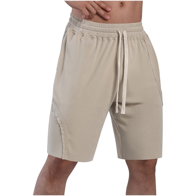 Plebaso Mens Casual Shorts Elastic Waist Drawstring Summer Shorts Plain Loose Running Shorts with Pockets