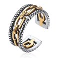 thumbnail image 1 of ChicSilver Chain Rings for Women Open Adjustable Cuban Link Ring for Men Retro 925 Sterling Silver Knuckle Statement Ring, 1 of 4