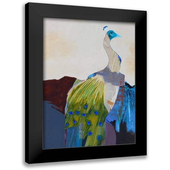 Foregard, Larry 12x14 Black Modern Framed Museum Art Print Titled - Peacock Transition I