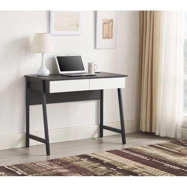 Mainstays 2 Drawers Computer Desk with USB Charger for Teen Adult, 39.4' Study Writing Table, Espresso Finish.