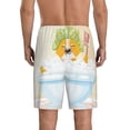 thumbnail image 2 of JUNZAN Corgi In The Shower Cap Bathing Pattern Sleep Pajama Shorts for Men,Men's Pajama Bottoms,Sleepwear,Pj Shorts, 2 of 7