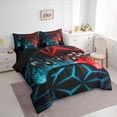 thumbnail image 2 of Erosebridal Gamer Bed in a Bag Twin size 7pcs , Geometric Comforter Sets with Sheets, Black Blue Red, Reversible, 2 of 5