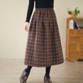 thumbnail image 6 of Giftesty Women's Autumn Winter Wool Blend Plaid Elastic High Waist A-Line Midi Skirt for Daily Casual Wear, 6 of 9