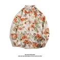 thumbnail image 5 of Camisa de manga larga con flores estilo vintage de Hong Kong para hombres y mujeres, informal, con protección solar, versátil, para parejas, 5 of 5