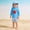 Blue, variant on Boys Swimsuits 3-Piece UV 50  Long Sleeve Cute Printed Rash Guard Swim Trunks with Sun Hat Quick Dry Beach Pool Swimwear