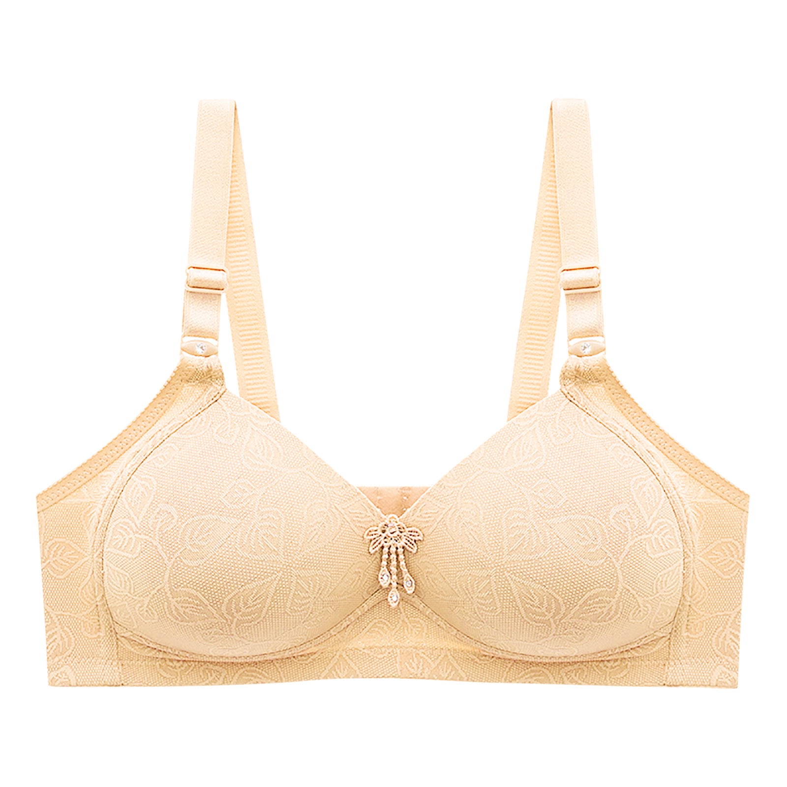 Pejock Everyday Bras for Women Comfort Lift Wirefree Bras Plus Size Bras  Comfortable Breathable Anti-exhaust Base Solid Non-Steel Ring Non-Magnetic  Buckle Beauty Back Bras Beige Cup Size 36/80BC 