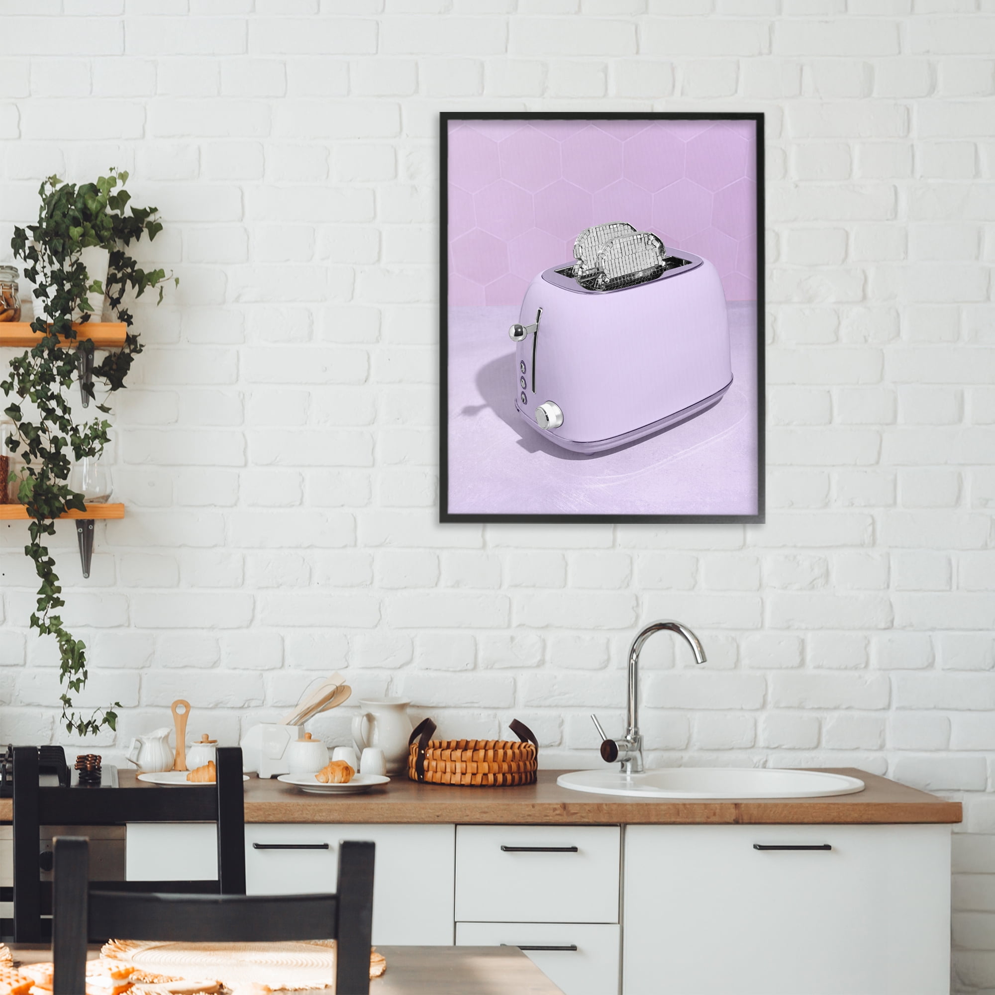 Stupell Industries Disco Toast over Purple Black Framed Giclee Art, design by LISH Creative