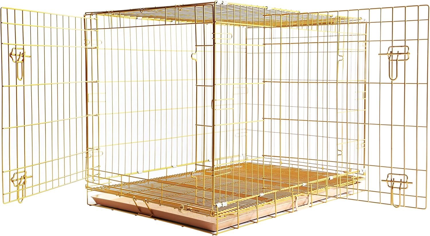 Homey Pet 42 Inch Dog Crates for Large Dogs, Copper Gold Metal Wire Dog Cage, XL Dog Kennel Indoor with Removable Floor Grid, Pull-Out Tray, Double Doors