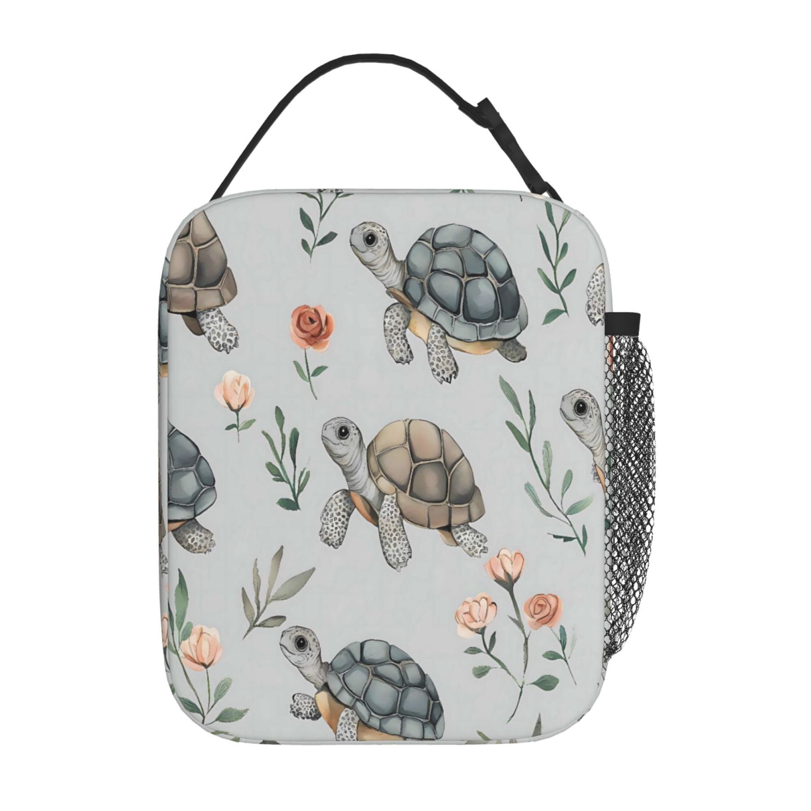 Lunch Bag For Women Men Insulated Portable Lunch Box Bento Box Office Picnic Travel Cooler Bag Turtle And Flower