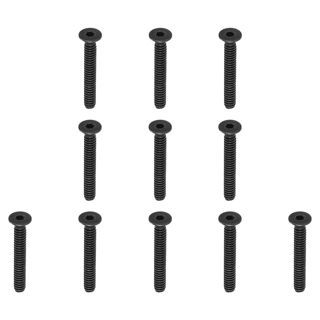 Uxcell #6-32 x 1 Inch Flat Countersunk Head Socket Cap Bolts Machine Screws Full Thread UNC Black Oxide, 10 Pcs