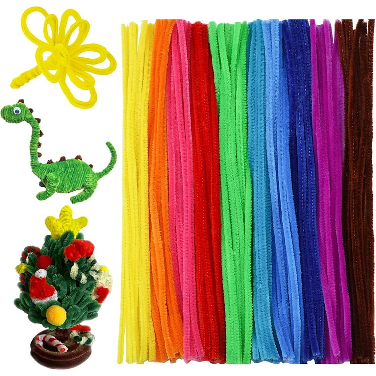 100 Pieces Pipe Cleaners Chenille Stem Solid Color Pipe Cleaners Bulk for  Halloween、Christmas DIY Craft Supplies Thick 10 Colors Mixed Pipe Cleaners