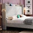 thumbnail image 3 of Merluxy King Bed Frame with Charging Station and Storage Headboard,Corduroy Upholstered,Light Grey, 3 of 9
