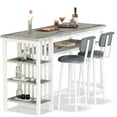 thumbnail image 1 of Dining table set, bar table and chair set, kitchen counter height table and chair set, small kitchen bar table with storage rack, modern dining table and chair set, gray/white, 1 of 7