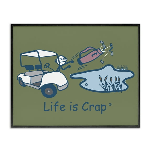 Stupell Industries Throwing Golf Clubs Novelty & Humor Painting Black Framed Art Print Wall Art, 14 x 11