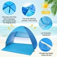 thumbnail image 5 of Beach Tent, Anti-UV Pop Up Sun Shade Shelter Beach Tent With Carry Bag for 2-3 Person, Automatic Easy Setup Beach Canopy Cabanas for Sand Camping Fishing Picnic Touring Hiking Garden, Blue, 5 of 11