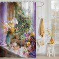 thumbnail image 3 of Shower Curtain Oil Painting Floral Shower Curtains for Bathroom Decor, Waterproof Polyester Shower Curtain Set with Hooks, Small Stall Size 36" x 72" Spring Flower, 3 of 9