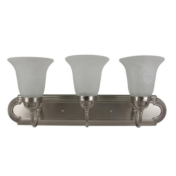 Sunlite Traditional Vanity Light Fixture, Bell-Shaped Alabaster Glass, Brushed Nickel