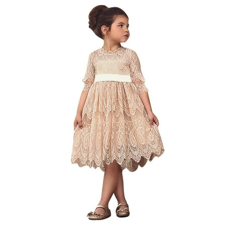 

Girls Dresses Summer Toddler Kids Baby Lace Flower Princess Party Pageant Bowknot Clothes Formal Dress