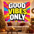 thumbnail image 3 of Good Vibes Only with Letters Stacked Vertically Thick, Inspirational Illustration for Art Lovers, Typography Wall Art, Housewarming Gift, Tapestry Wall Hanging for Bedroom and Dorm, 3 of 7