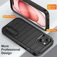 thumbnail image 2 of Case for iPhone 15 Plus/14 Plus, Heavy Duty Durable Military Grade Shockproof Protective Non-slip Kickstand Soft Silicone Hard PC 2 In 1 Hybrid Cover Case for iPhone 15 Plus/14 Plus, Black+Black, 2 of 9