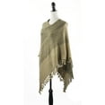 thumbnail image 3 of Styles I Love Womens Color Block Fringe Tassel Poncho Sweater Pullover Cardian Wrap Topper for All Seasons (Olive), 3 of 8