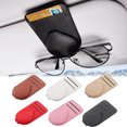 thumbnail image 2 of Estuche de cuero para gafas de sol para coche, soporte para gafas de sol, clip para tarjetas de identificación, organizador de billetes, soporte de almacenamiento, accesorios interiores para coche, 2 of 5