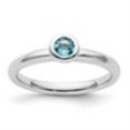 thumbnail image 3 of Auriga Fine Jewelry 925 Sterling Silver Low 4mm Round Blue Topaz Ring for Women Size- 10, 3 of 6