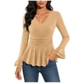 thumbnail image 2 of BLVB Sparkly Tops for Women Ruffle Long Sleeve V Neck Peplum Shirts Glitter Blouses for Evening Party Night, 2 of 7