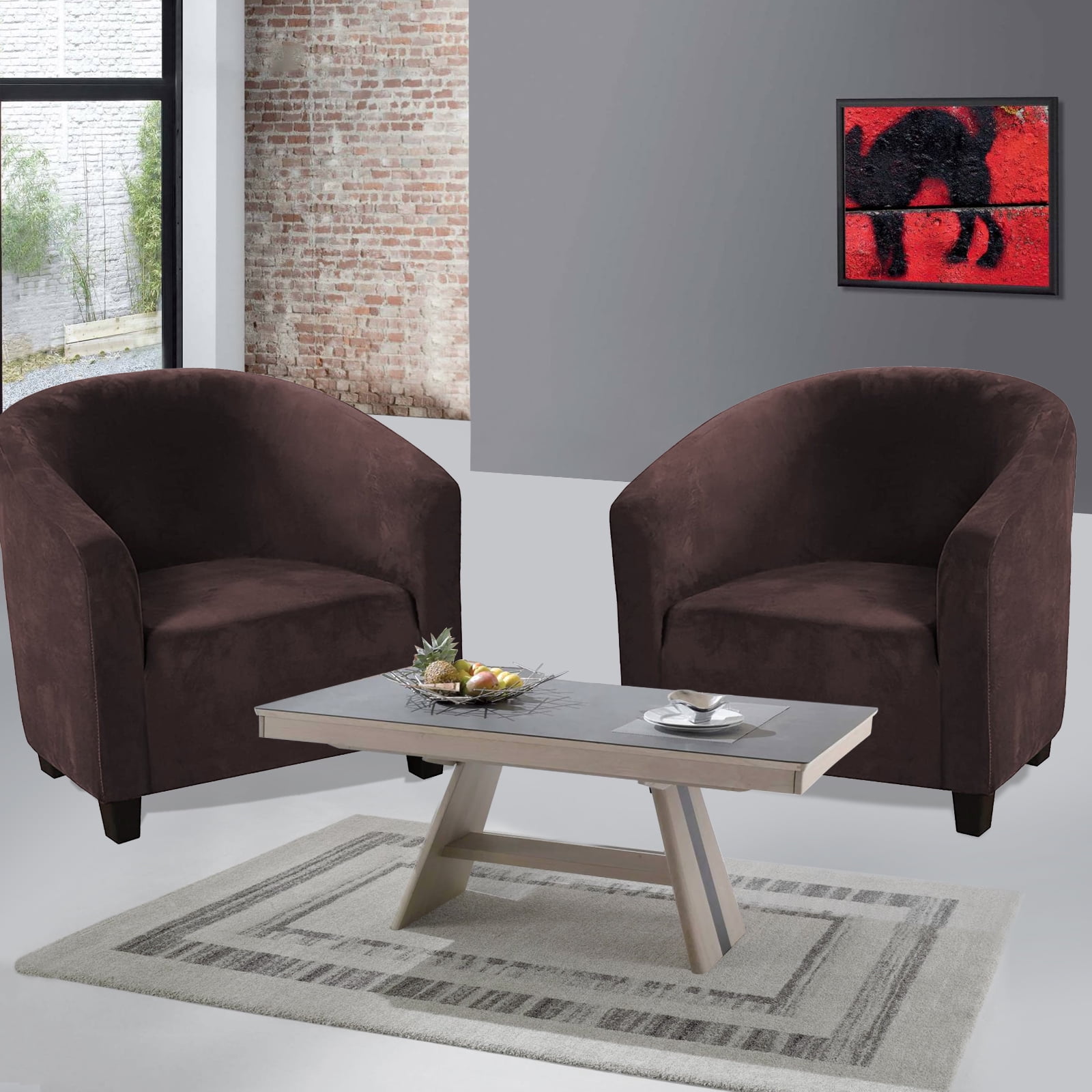 CJC Stretch Velvet Sofa Cover Club Chair Slipcover Plush Chair Covers, Spandex Elastic Armchair Couch Cover Sofa Furniture Protector for Bar Counter Living Room Internet Cafes Hotel