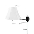 thumbnail image 2 of Dimmable Swing Arm Wall Light Bronze Brown Finish White Shantung Lampshade - For Bedside, Living Room, Reading Chair, 2 of 5