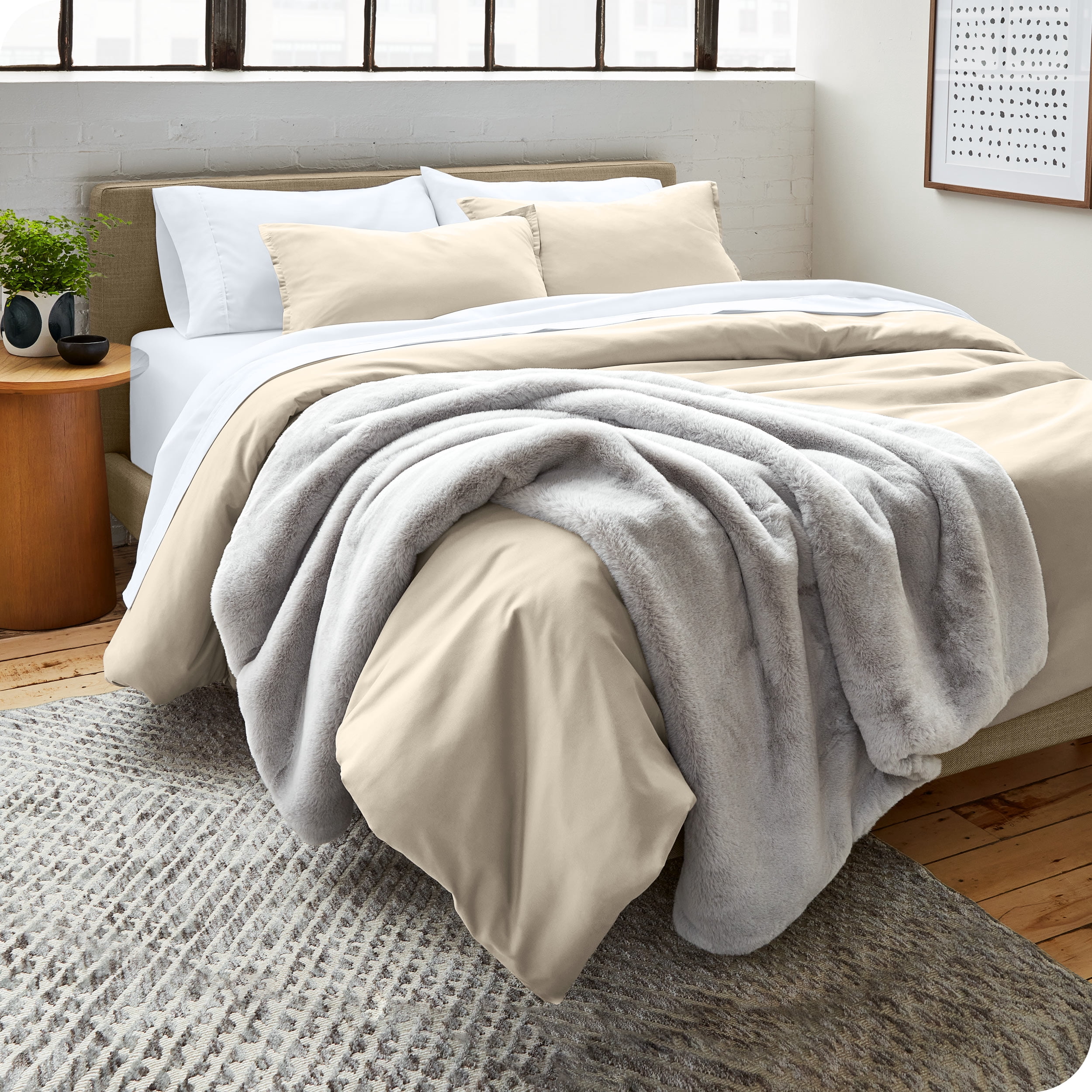 Bare Home Microfiber Duvet Cover & Sham Set, Twin/Twin XL, Sand, 2-Pieces
