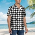 thumbnail image 2 of Lsque Black Tartan Plaid pattern Hawaiian Shirt for Men, Unisex Summer Beach Casual Short Sleeve Button Down Shirts-Medium, 2 of 9