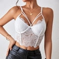thumbnail image 6 of JGGSPWM Women's Lace Overlay Bustier Crop Tank Top Adjustable Straps Scalloped Hem Casual Night Out Translucent Top White XS, 6 of 6