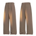 thumbnail image 5 of lcziwo Men Regular Fit Pants Classic Straight Flat Front Casual Work Pants with Pockets Solid Color Lightweight Soft Slacks Coffee L, 5 of 8