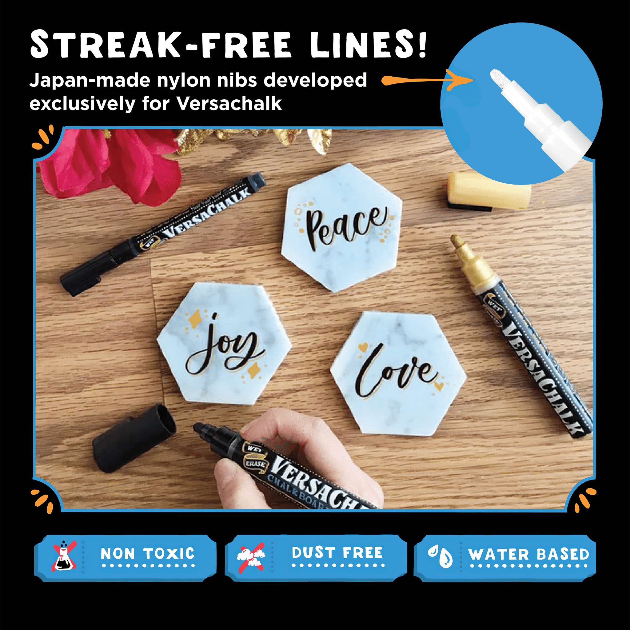 VersaChalk Liquid Chalk Markers - Bright White, 3mm Fine Tip, 4 Pack