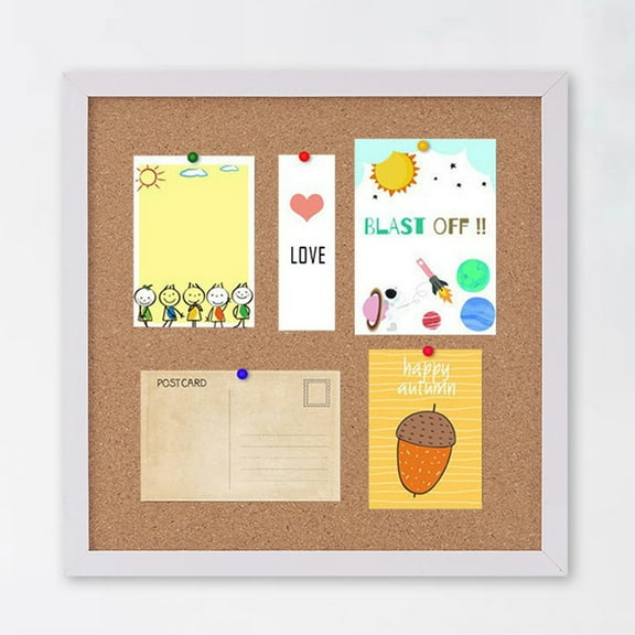 Djiypn 1-Pack Cork Board with Linen, 12" x 12" Hanging Wood Framed Bulletin Board, Picture Display Board Corkboards for Wall Home Office Decor (White)
