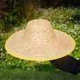 thumbnail image 3 of Handwoven Wheat Straw Sun Hat, 13.8in Wide Brim Summer Hat for Outdoor Work, UV Protection Farming Gardening Headwear, Breathable Natural Fiber Beach Straw Cap, 3 of 5