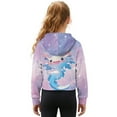 thumbnail image 2 of Xixirimido Axolotl Cute Girls Half Zip Sweatshirt Hooded Pullover for Teen Long Sleeve Hoodie Crop Tops with Pocket Fall Winter Clothes Size 7-8, 2 of 7