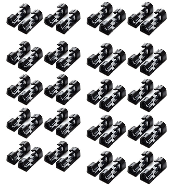 Clips para cables con fuerte gestión de cables autoadhesivos, soporte para cables para TV y PC, organizador adhesivo, 40 Uds.