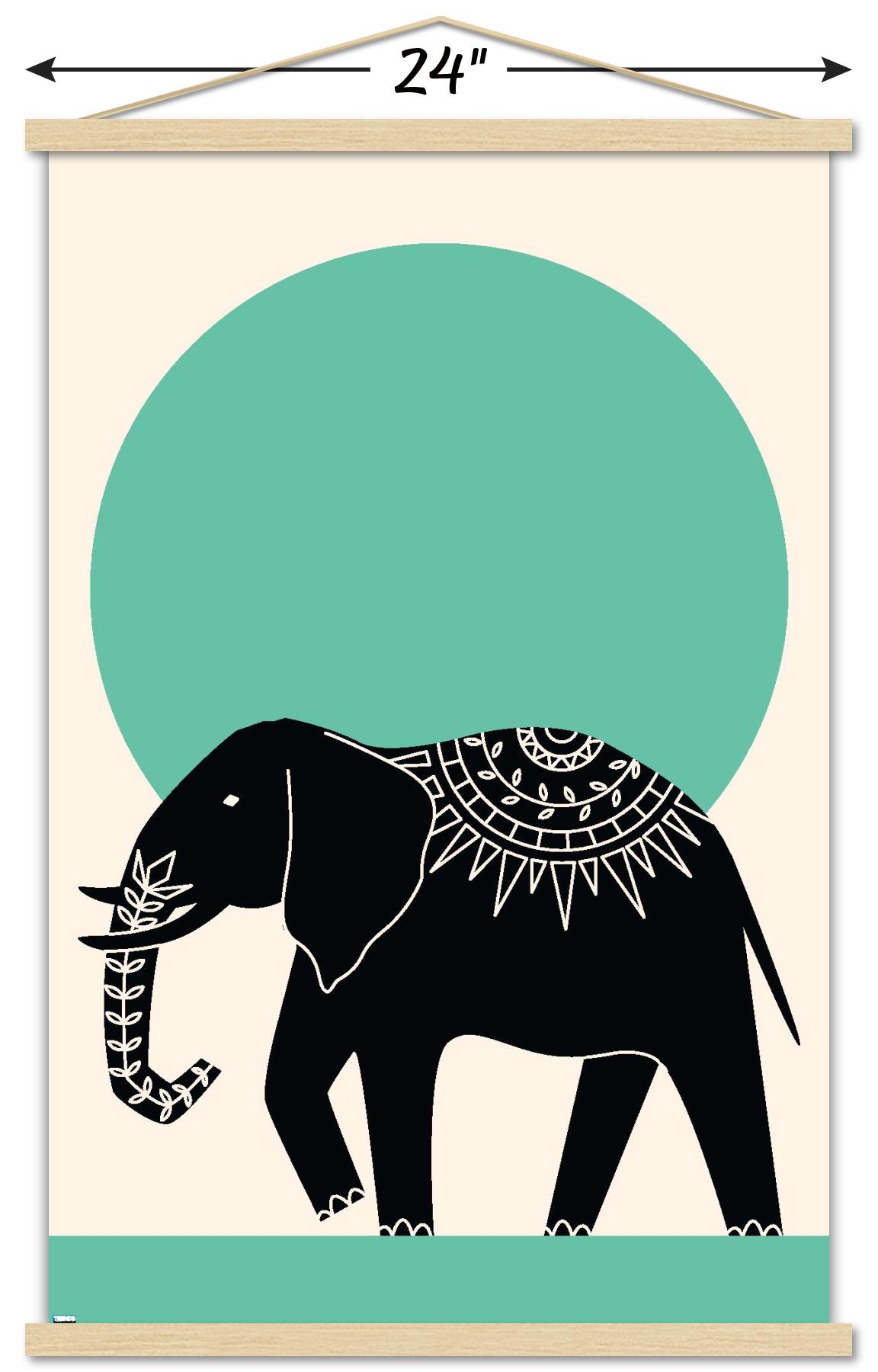 Ink Elephant Wall Poster with Magnetic Frame, 22.375" x 34"